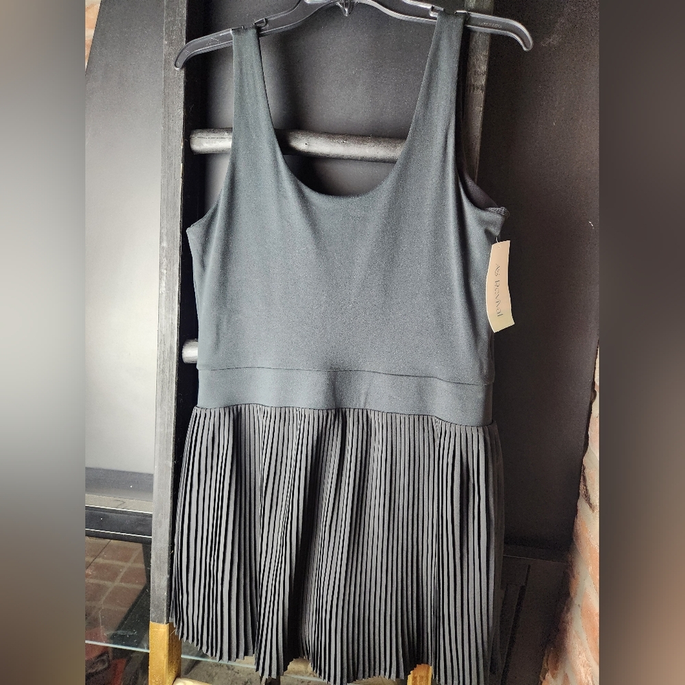Altar'd State Black Pleated Fit and Flare Mini Dress